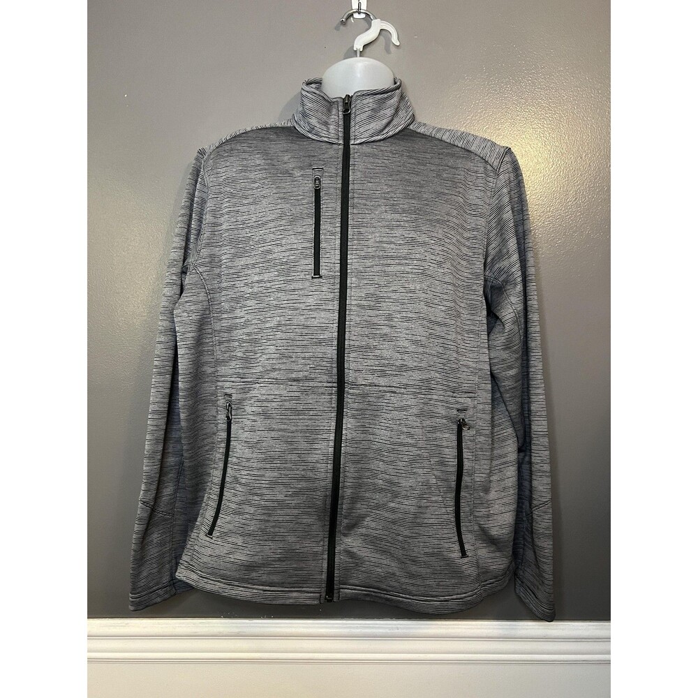 Port Authority Jacket Mens XL Gray Heather Full Zip Fleece Lined Chest Pocket